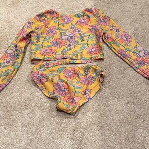 Yellow and Pink Rashguard Swimwear